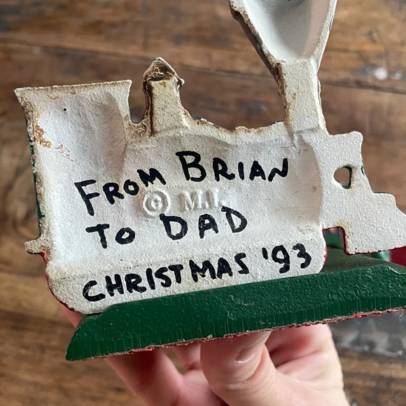 vintage Midwest of Cannon Falls cast iron train locomotive stocking holder set - Picture 6 of 6